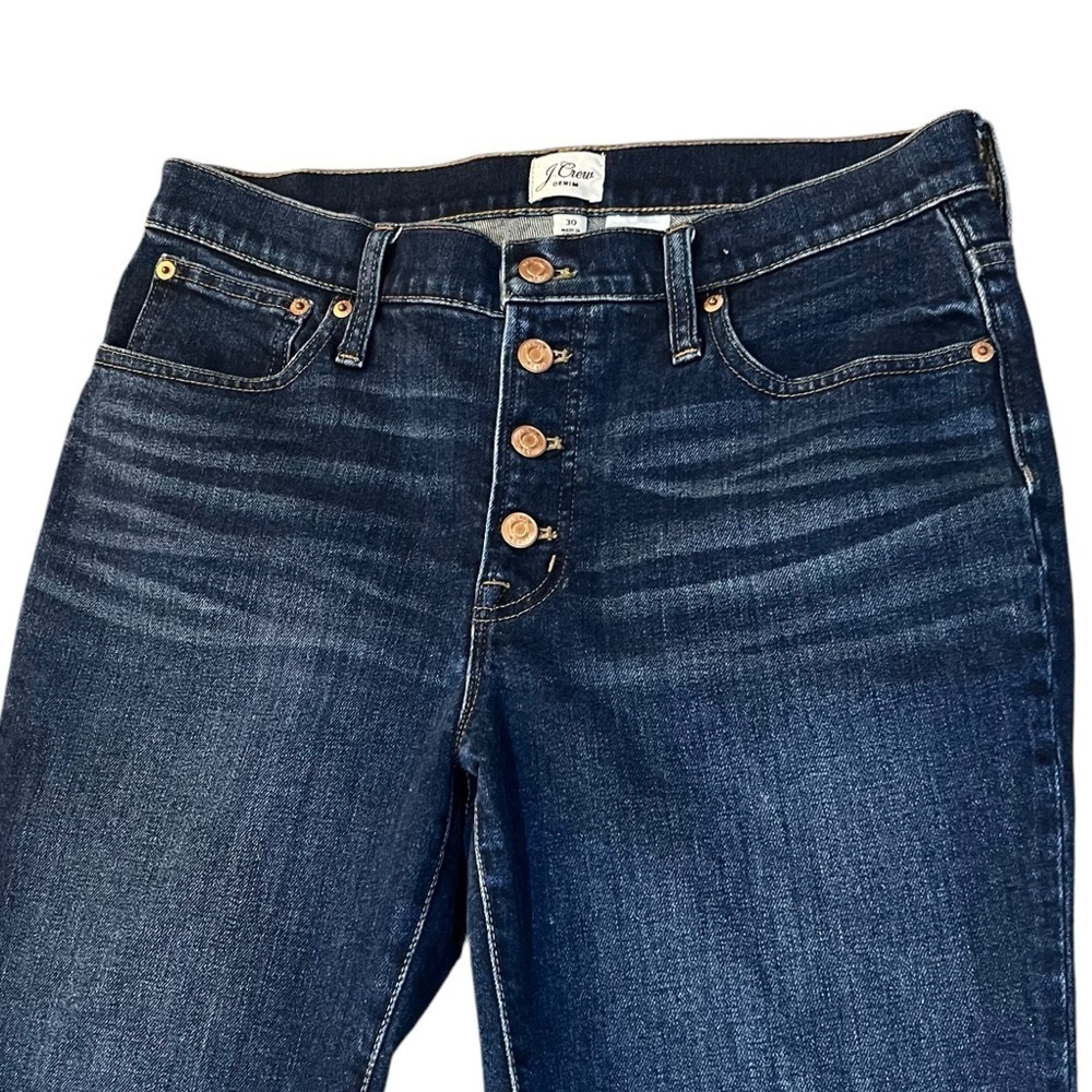 J. Crew 9” Toothpick Skinny Dark Denim Jeans Raw Hem Sz 30 - Picture 5 of 9